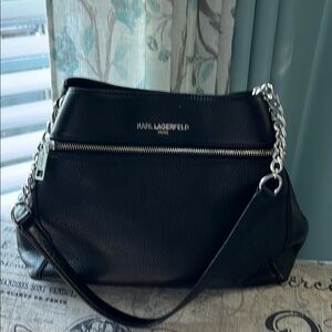 Karl Lagerfeld Black Women's pebbled leather chain  Bag
